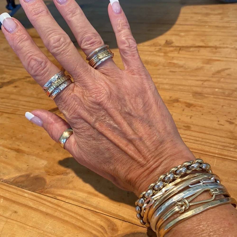 🎉 SOLD SOLD SOLD‼️SUNDANCE 14k EMBRACE SPINNING 5.5 STERLING SILVER RING‼️ - Picture 5 of 7